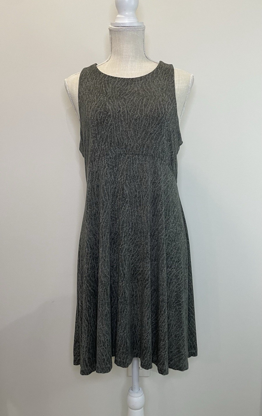Athleta Santorini Thera Print Mojave Laurel Olive Sleeveless Dress Large Petite